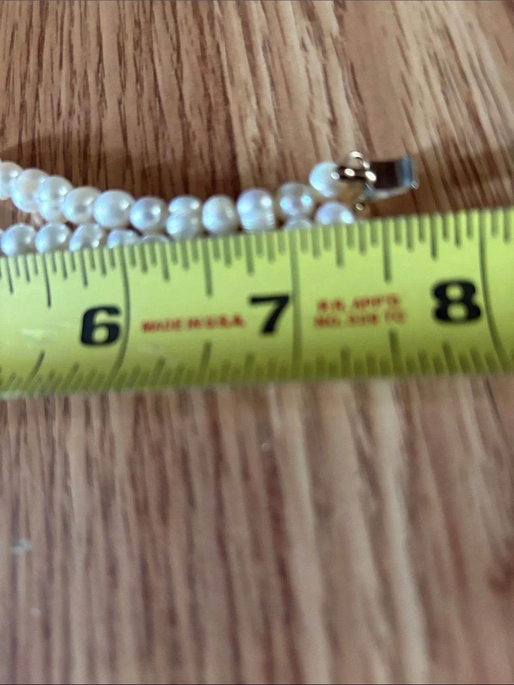VINTAGE FRESHWATER BAROQUE WHITE PEARL 2-STRAND SILVER SLIDER CLASP 7.5